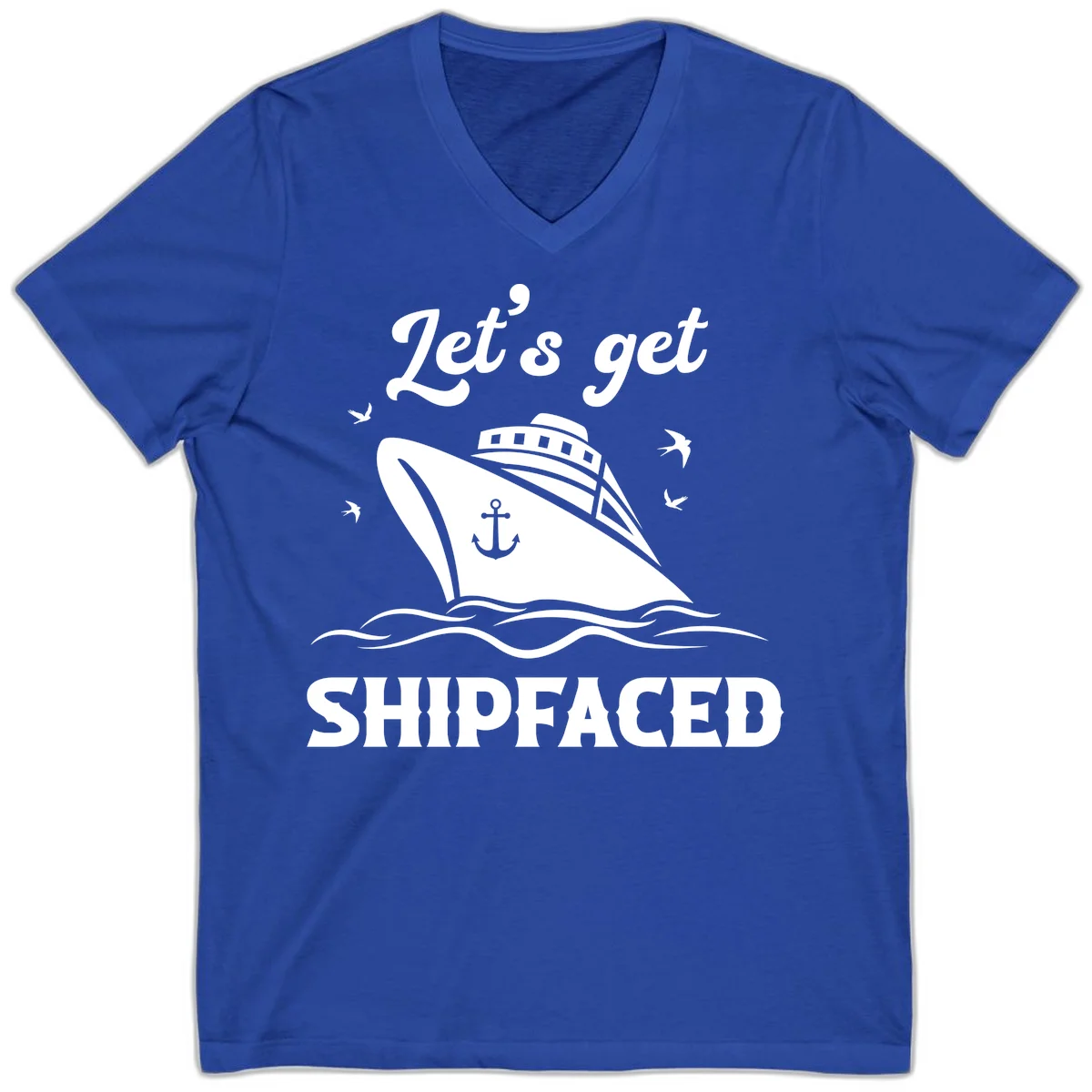 Let's Get Shipfaced V-Neck in True Royal