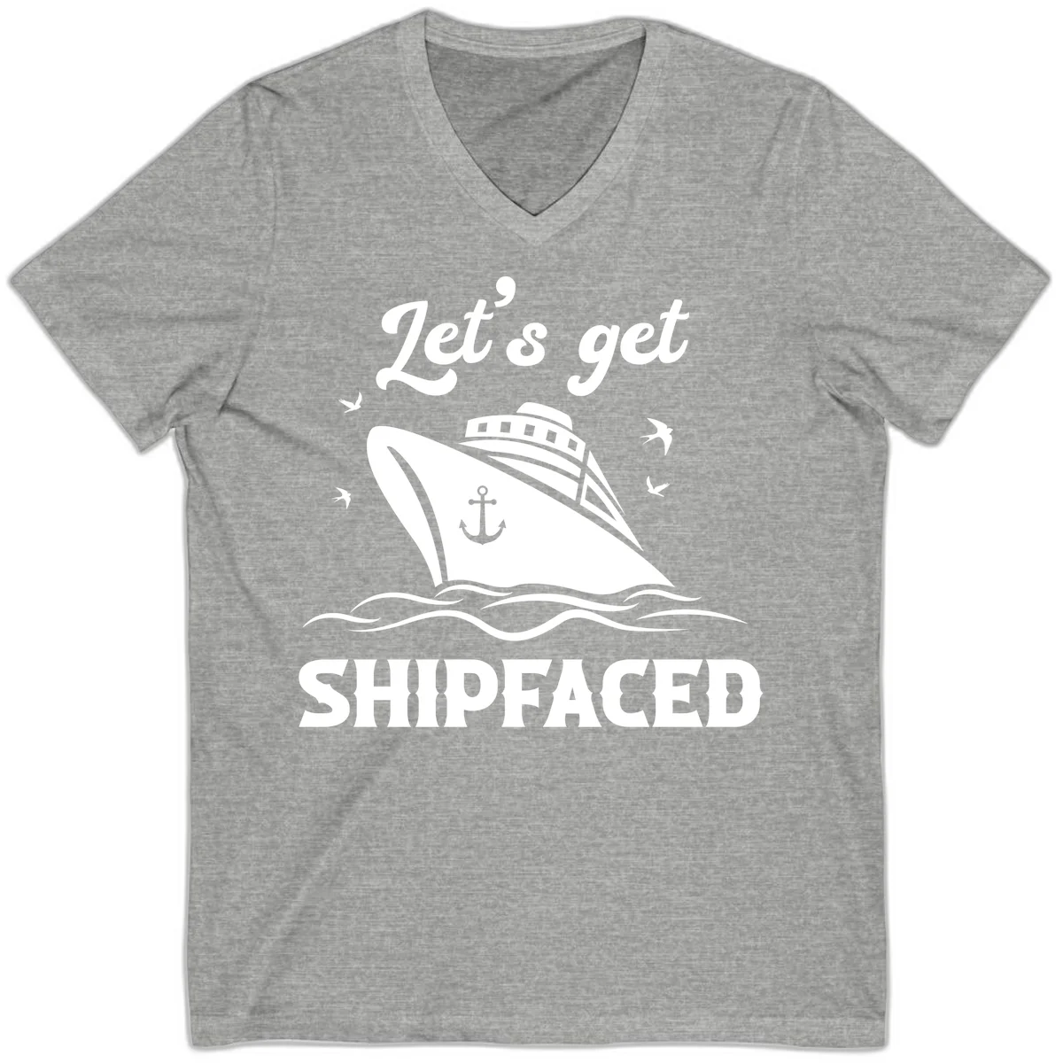 Let's Get Shipfaced V-Neck in Athletic Heather