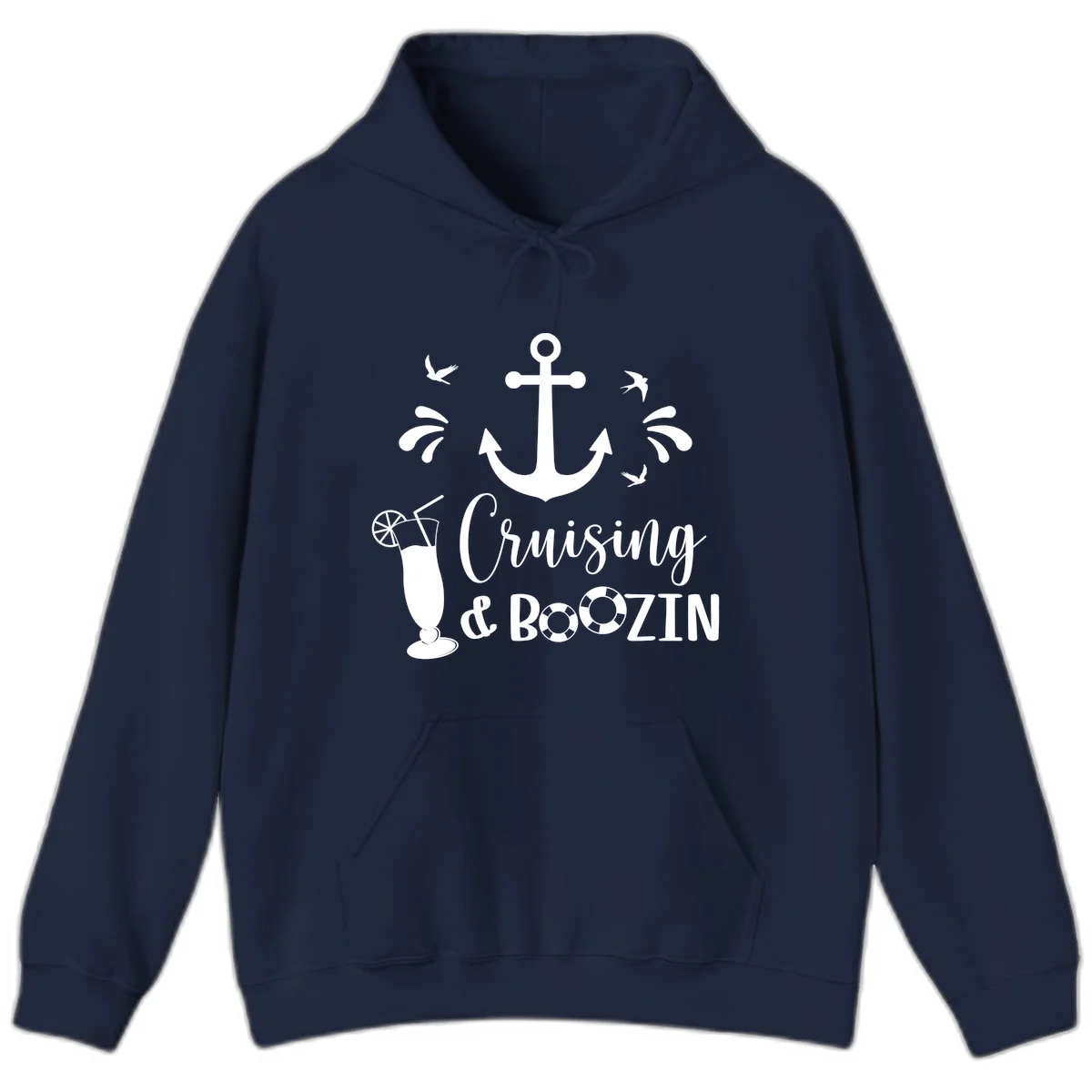 Cruising & Boozing Nautical Hoodie in Navy