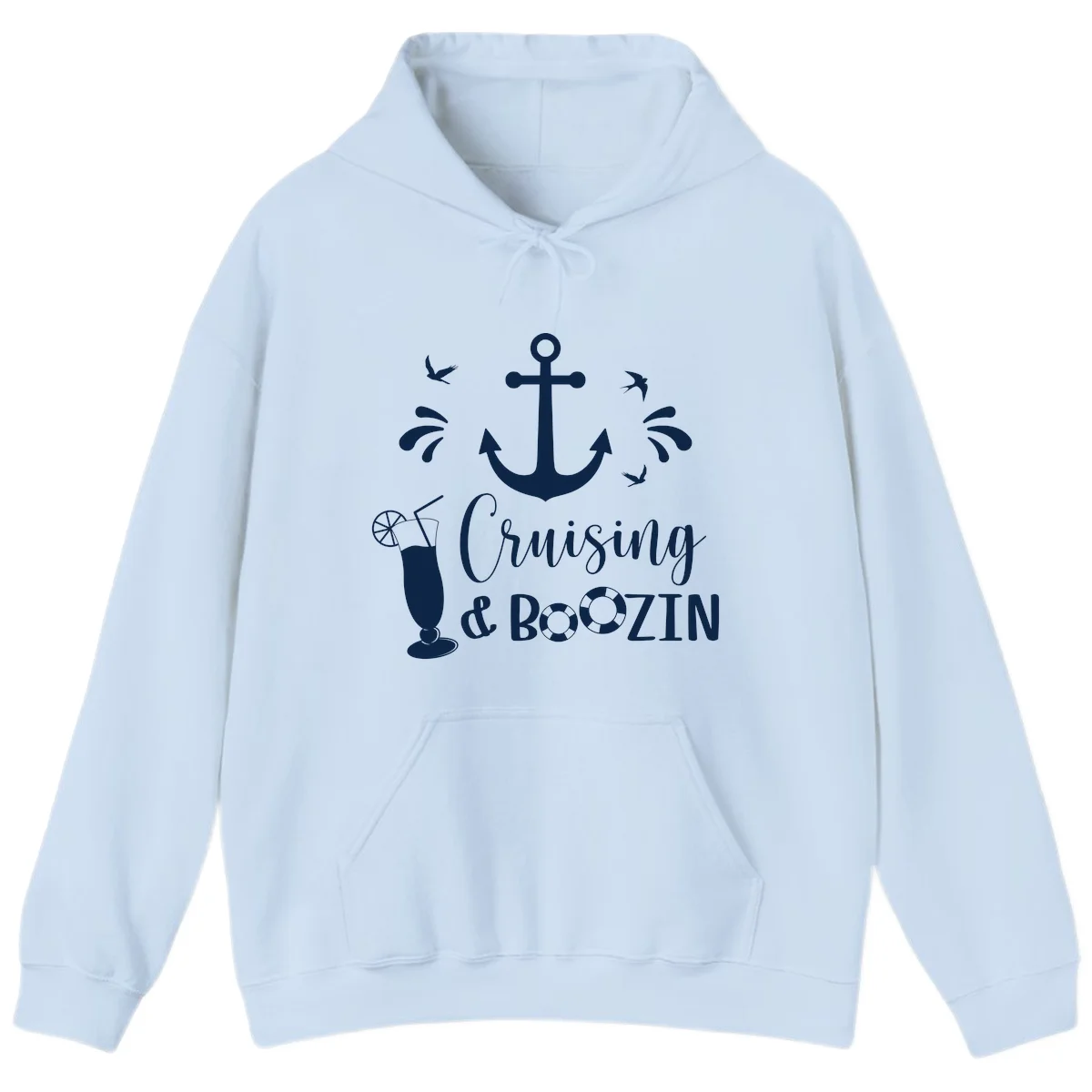 Cruising & Boozing Nautical Hoodie in Light Blue