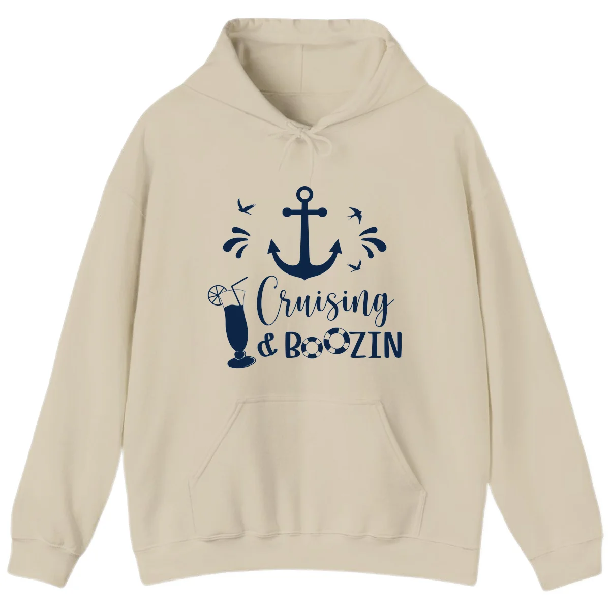 Cruising & Boozing Nautical Hoodie in Sand