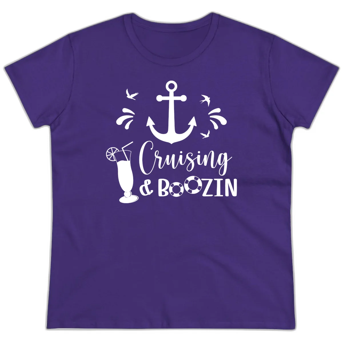 Cruising & Boozing Nautical Ladies Tee in Purple