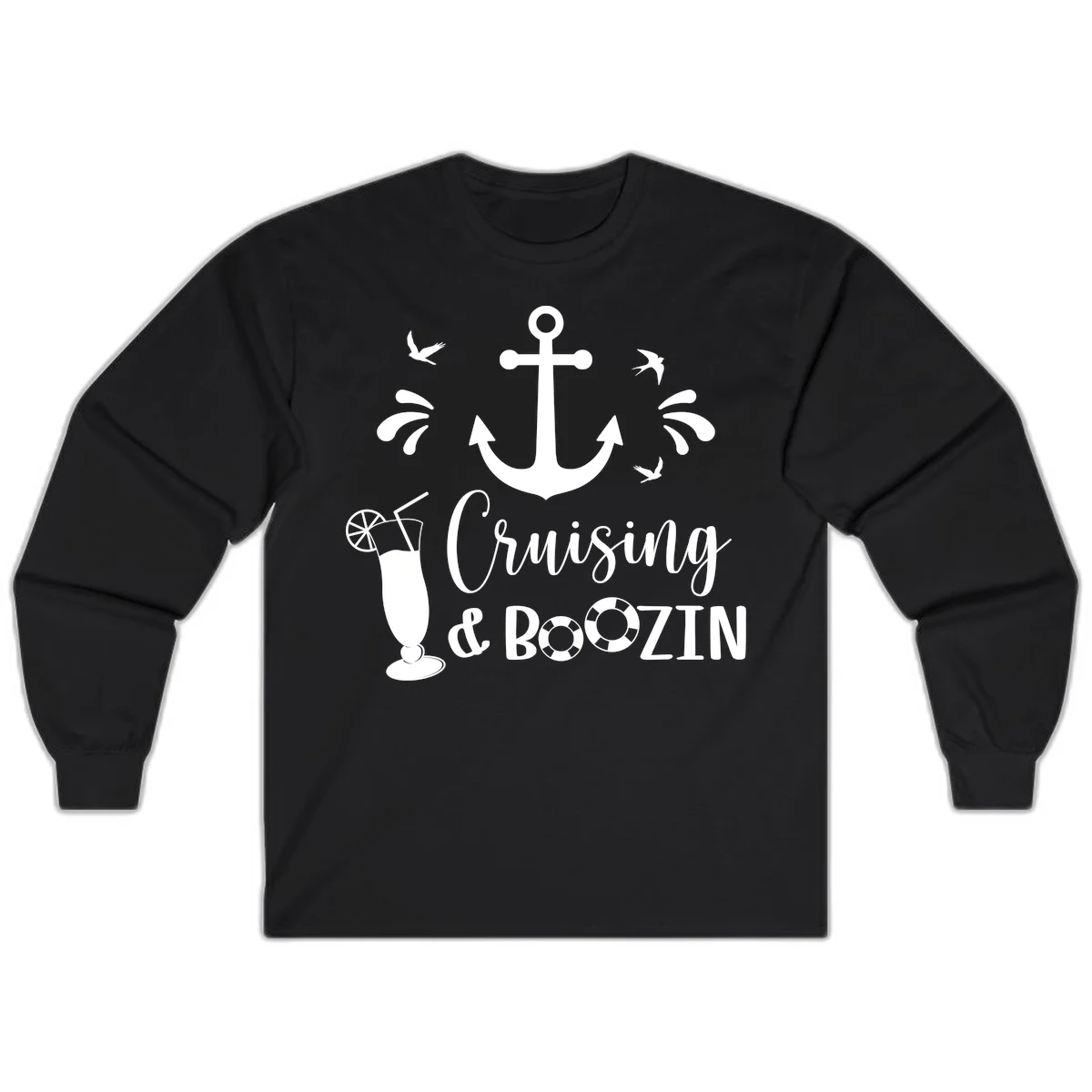 Cruising & Boozing Nautical Long Sleeve in Black
