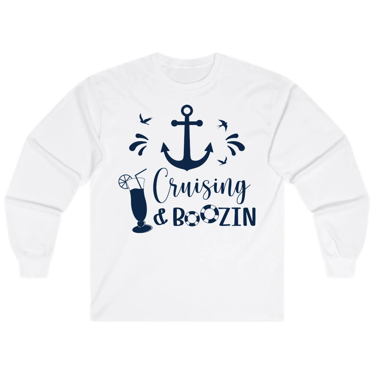 Cruising & Boozing Nautical Long Sleeve in White