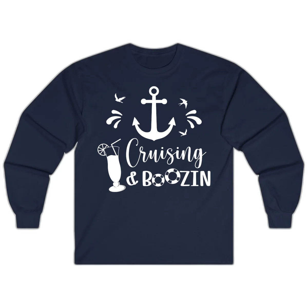 Cruising & Boozing Nautical Long Sleeve in Navy