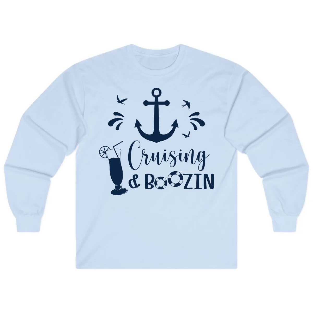 Cruising & Boozing Nautical Long Sleeve in Light Blue