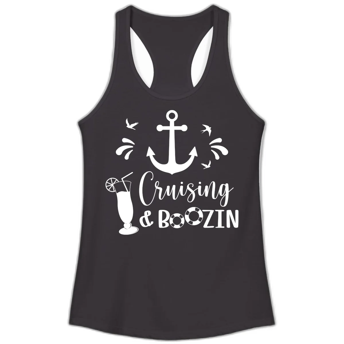 Cruising & Boozing Nautical Ladies Tank in Black
