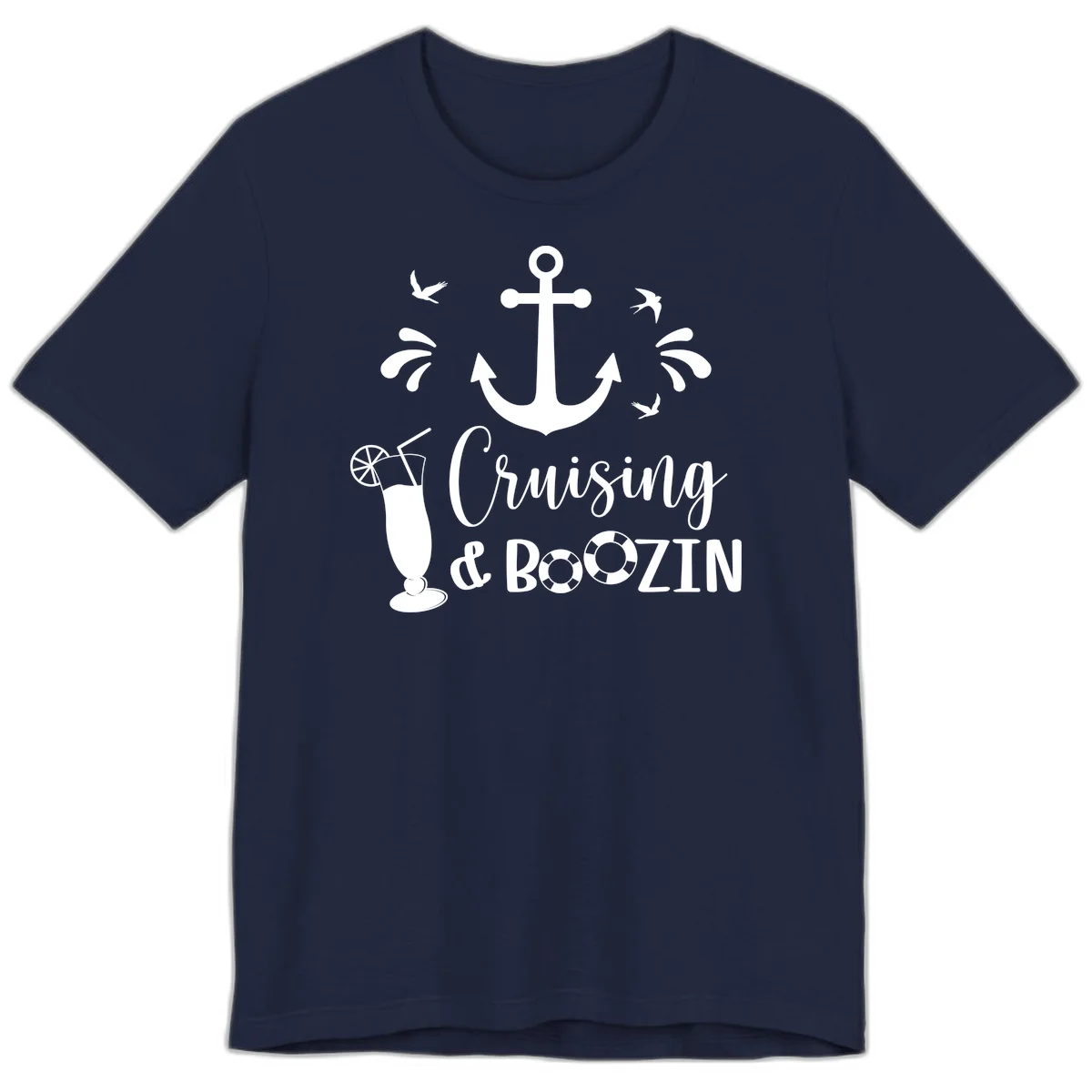 Cruising & Boozing Nautical Premium T-Shirt in Navy