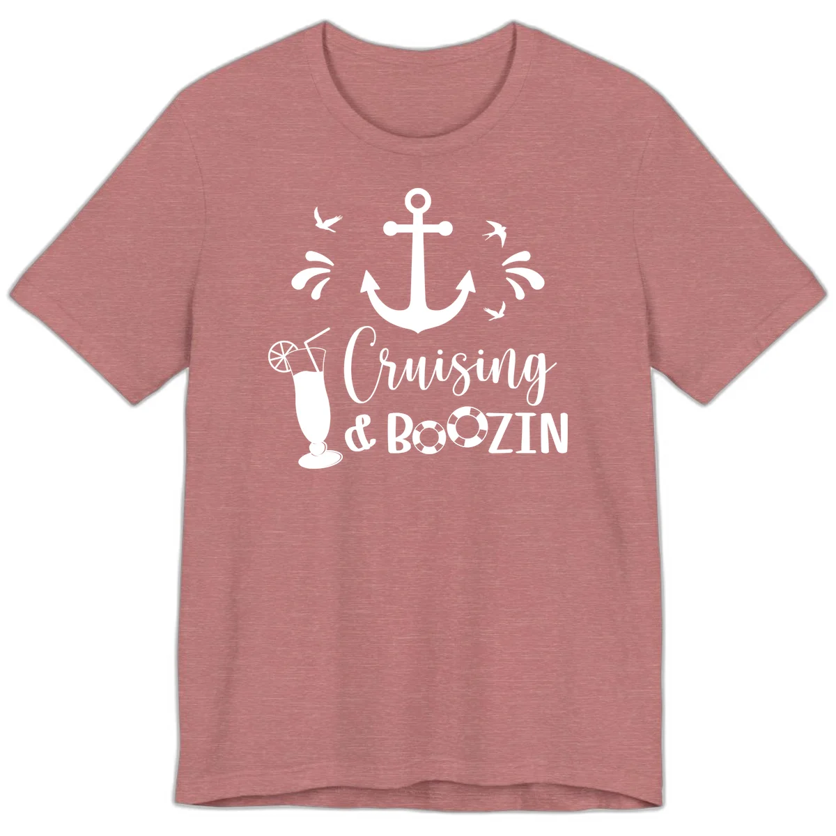 Cruising & Boozing Nautical Premium T-Shirt in Heather Mauve