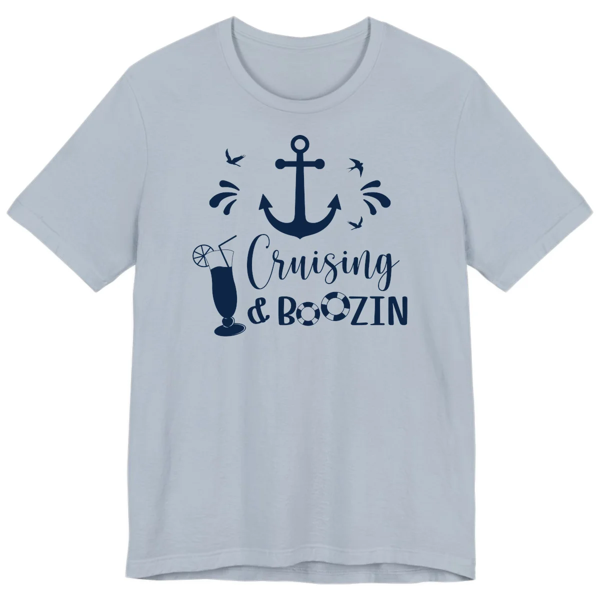 Cruising & Boozing Nautical Premium T-Shirt in Light Blue