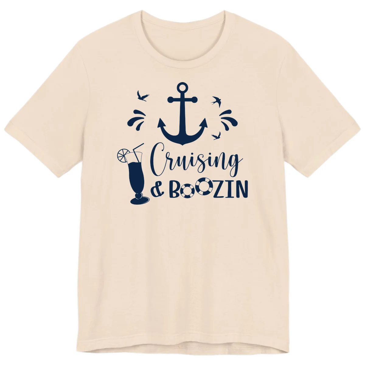 Cruising & Boozing Nautical Premium T-Shirt in Soft Cream