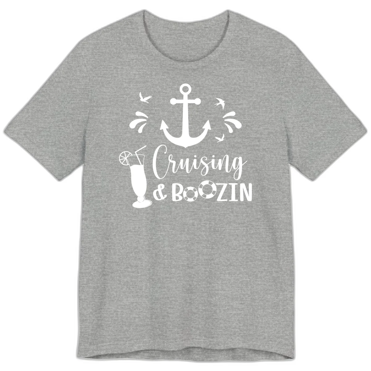 Cruising & Boozing Nautical Premium T-Shirt in Athletic Heather