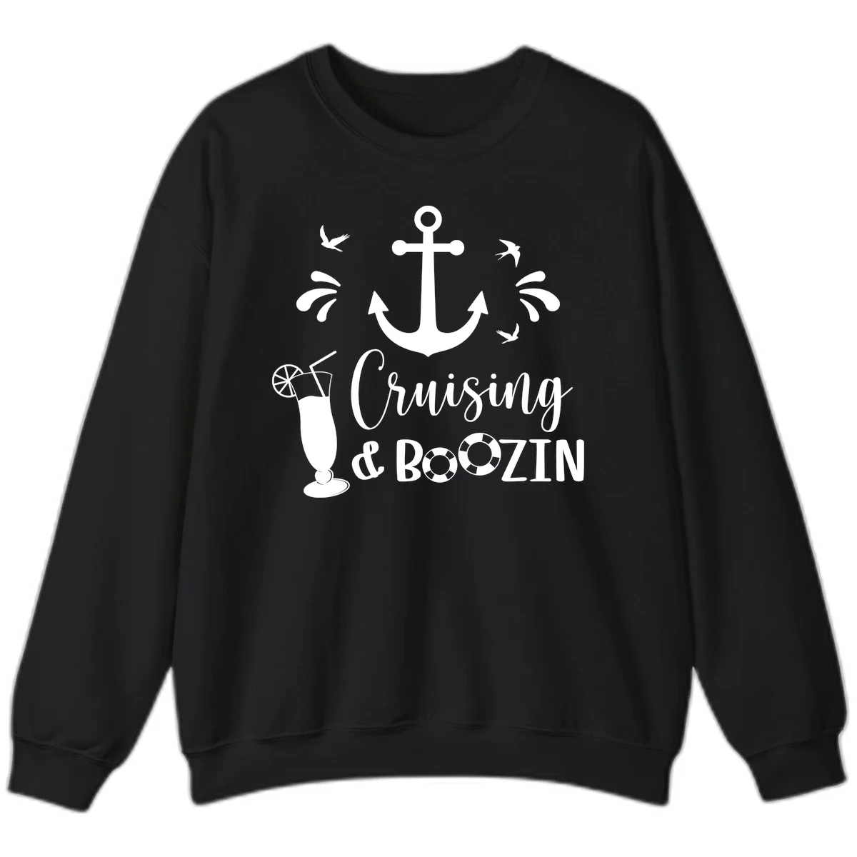Cruising & Boozing Nautical Sweatshirt in Black
