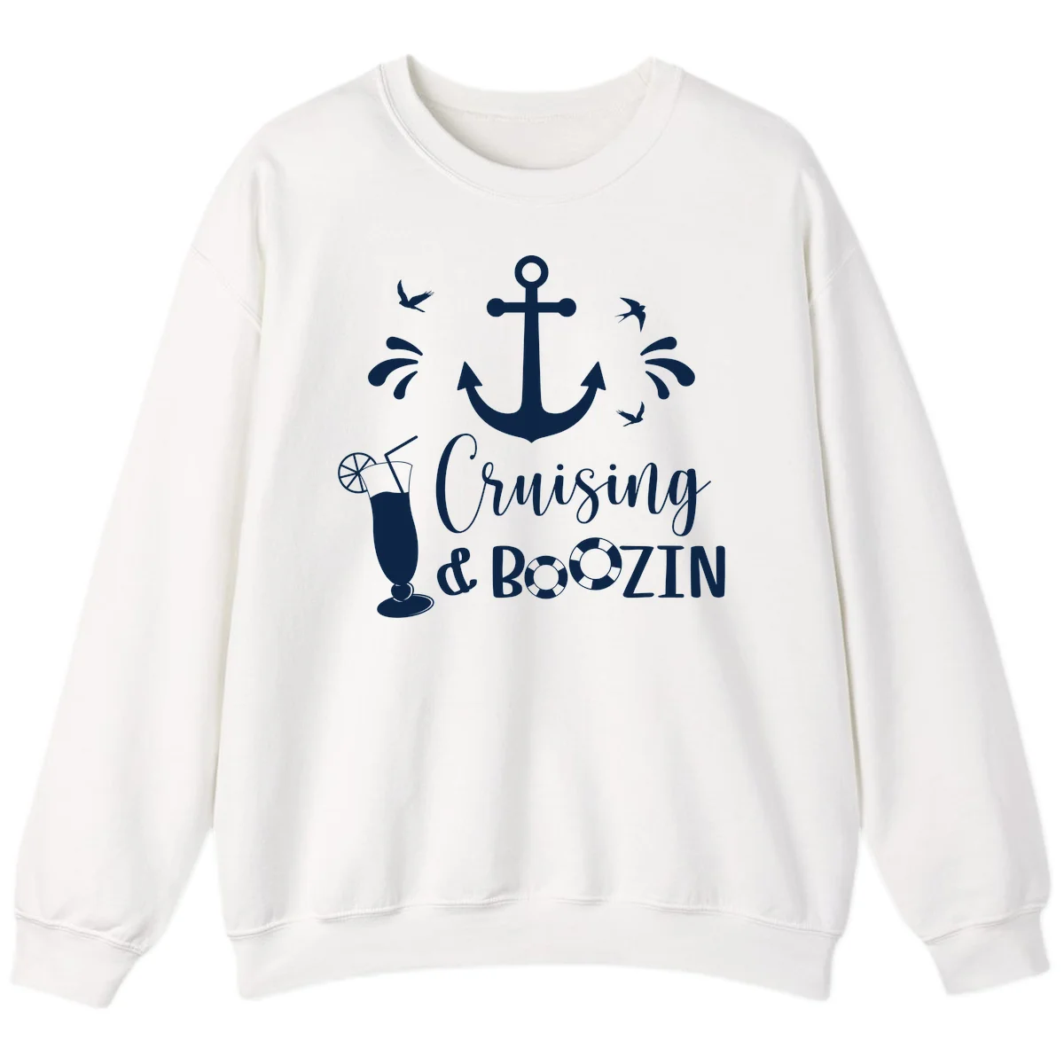 Cruising & Boozing Nautical Sweatshirt in White