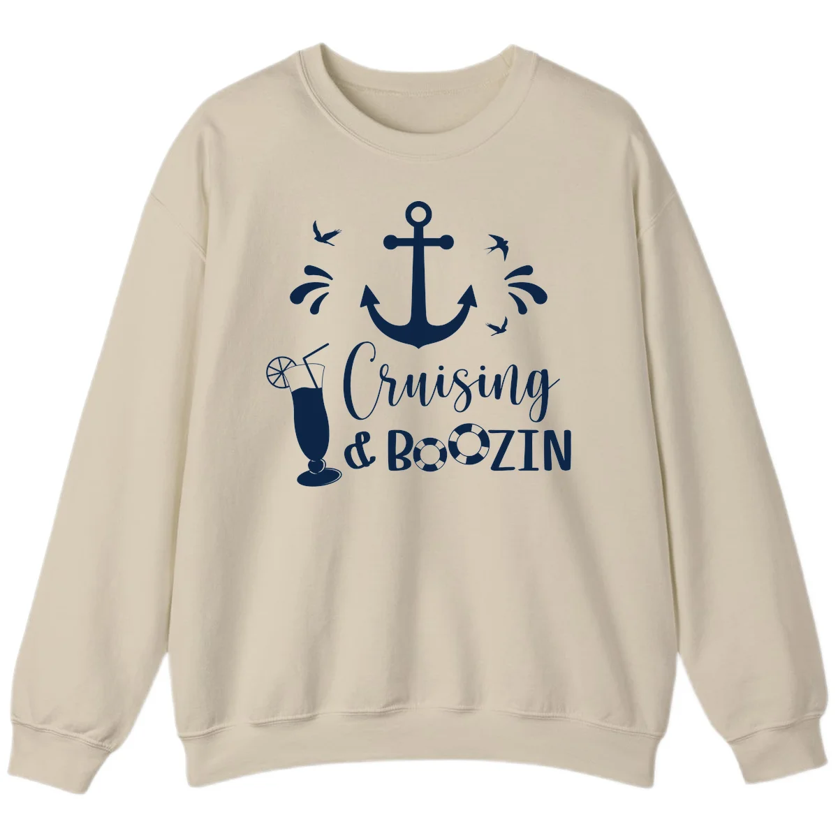 Cruising & Boozing Nautical Sweatshirt in Sand