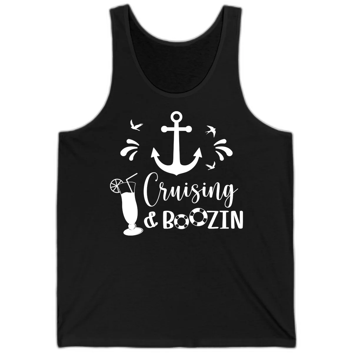 Cruising & Boozing Nautical Tank in Black