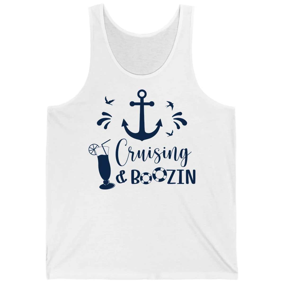 Cruising & Boozing Nautical Tank in White