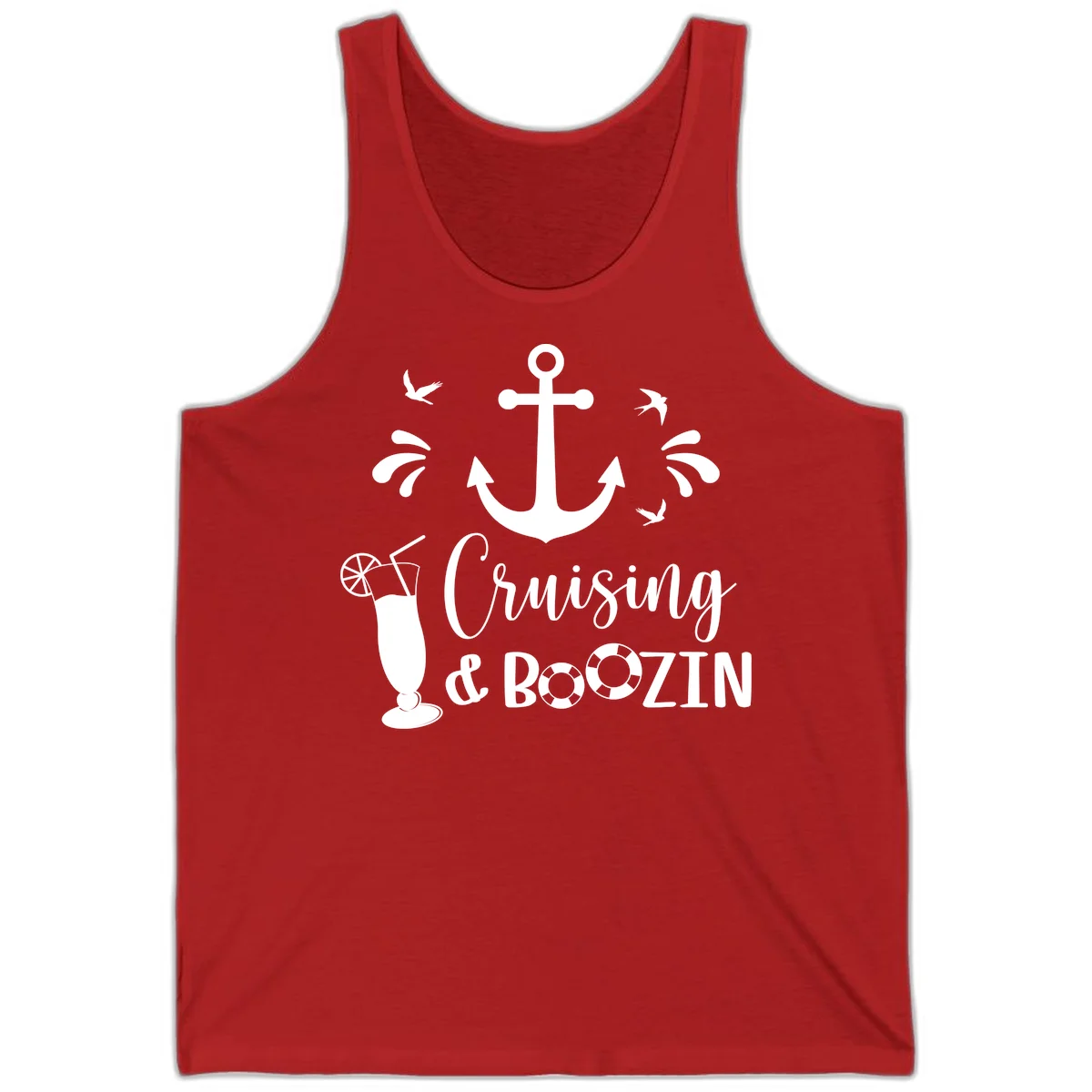 Cruising & Boozing Nautical Tank in Red