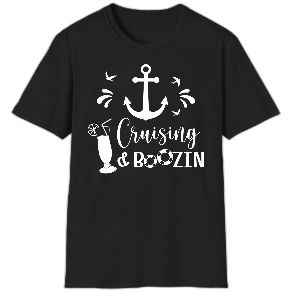 Cruising & Boozing Nautical T-Shirt in Black