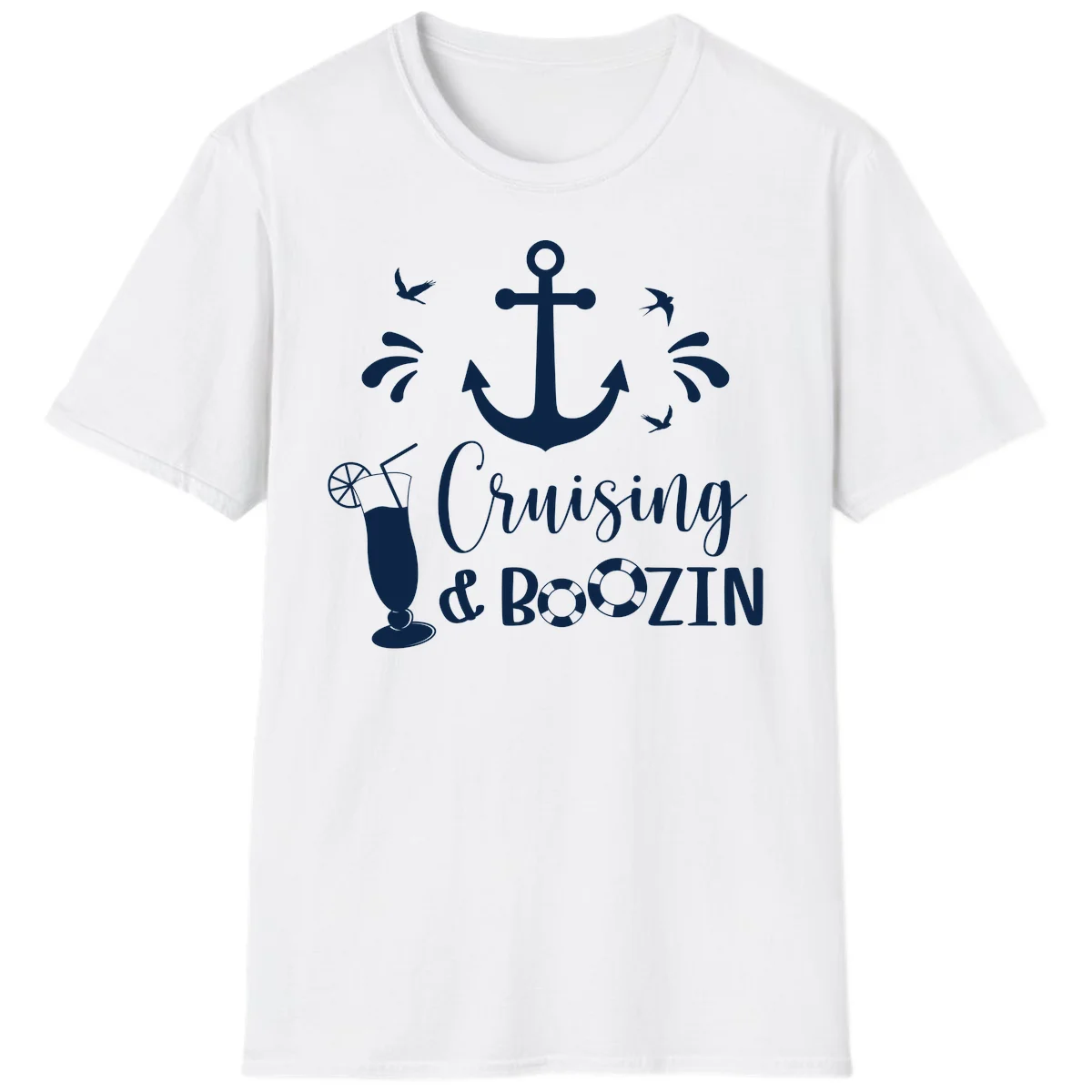 Cruising & Boozing Nautical T-Shirt in White
