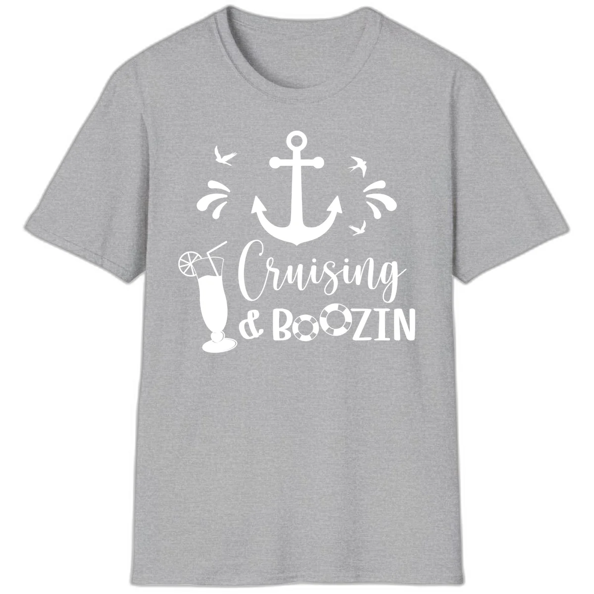 Cruising & Boozing Nautical T-Shirt in Sport Grey