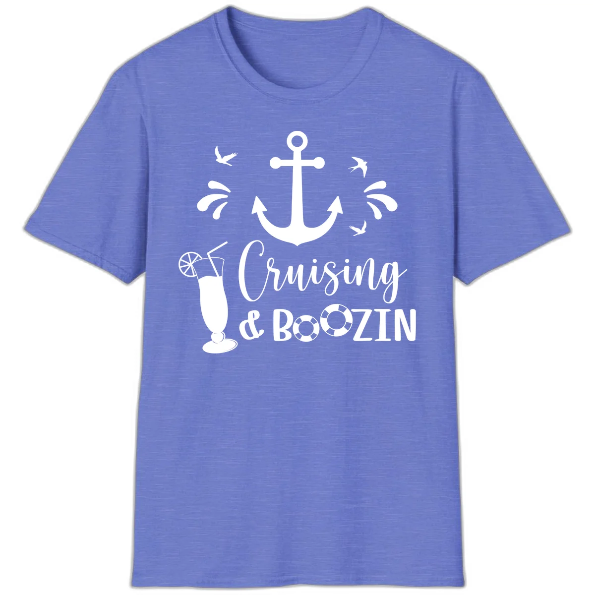Cruising & Boozing Nautical T-Shirt in Heather Royal