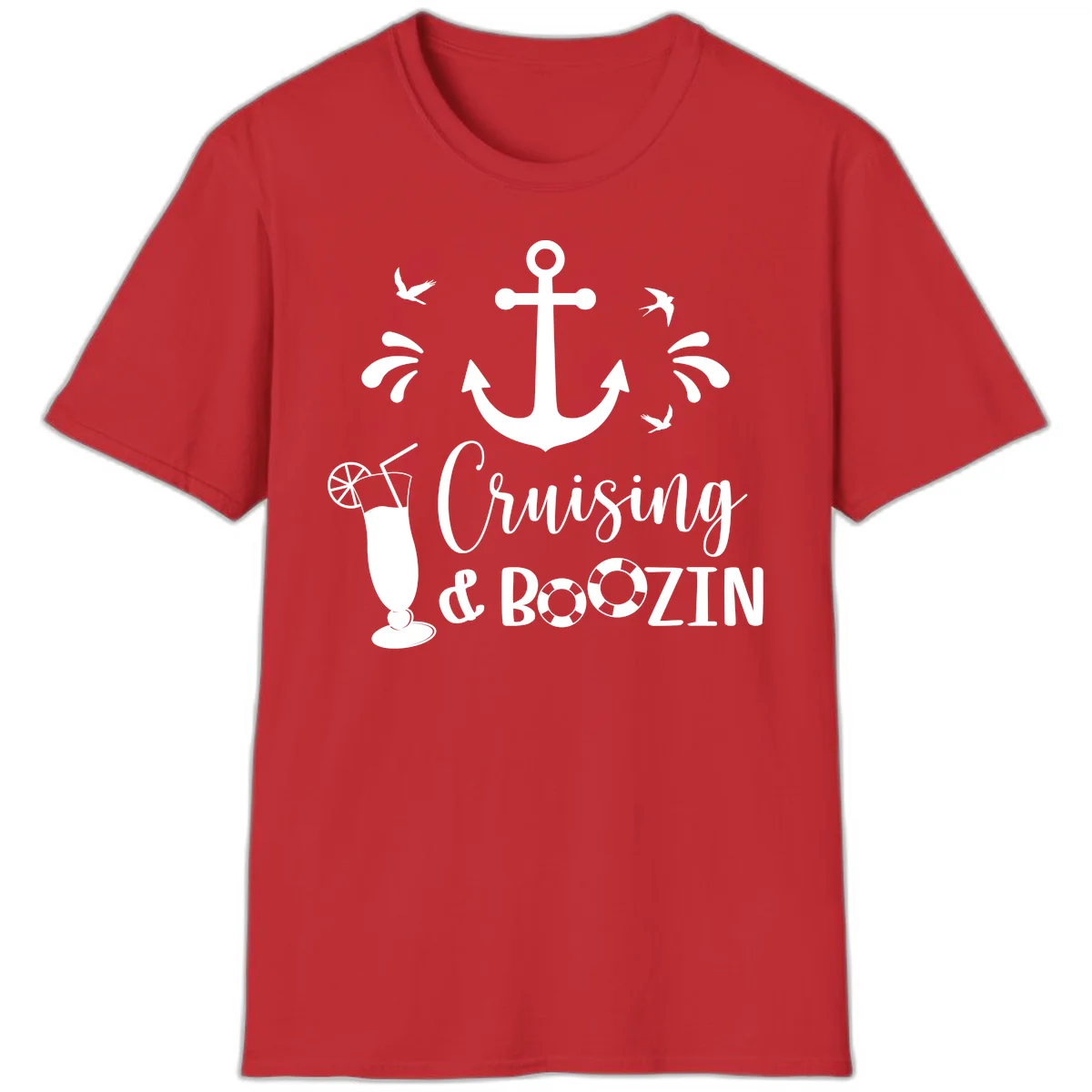 Cruising & Boozing Nautical T-Shirt in Red