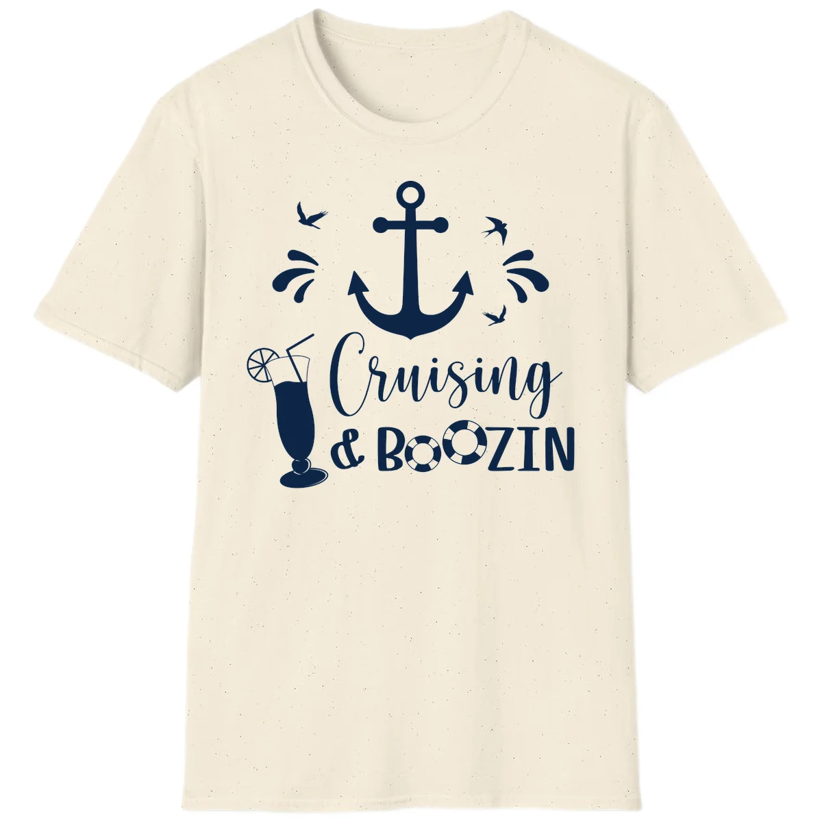 Cruising & Boozing Nautical T-Shirt in Natural