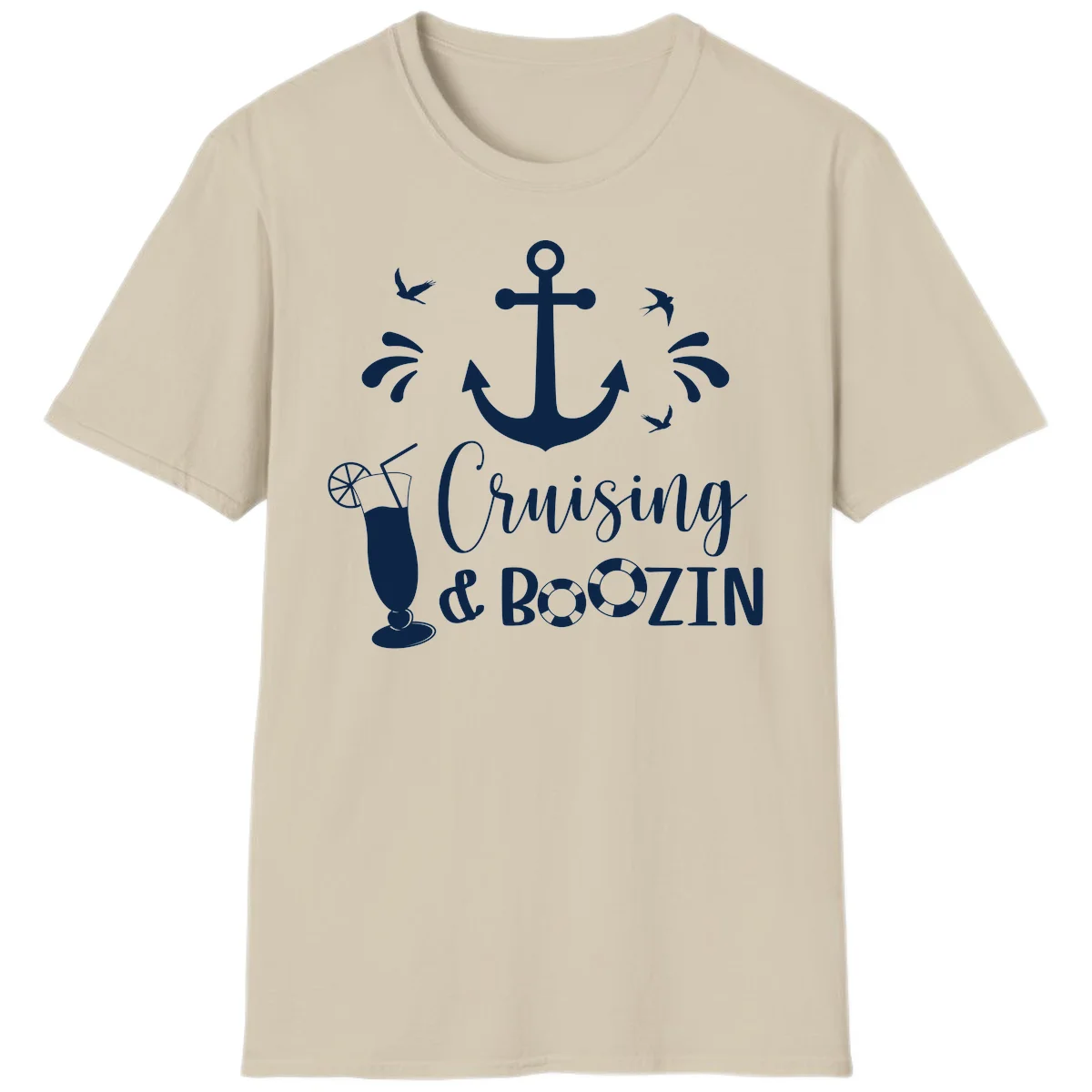Cruising & Boozing Nautical T-Shirt in Sand