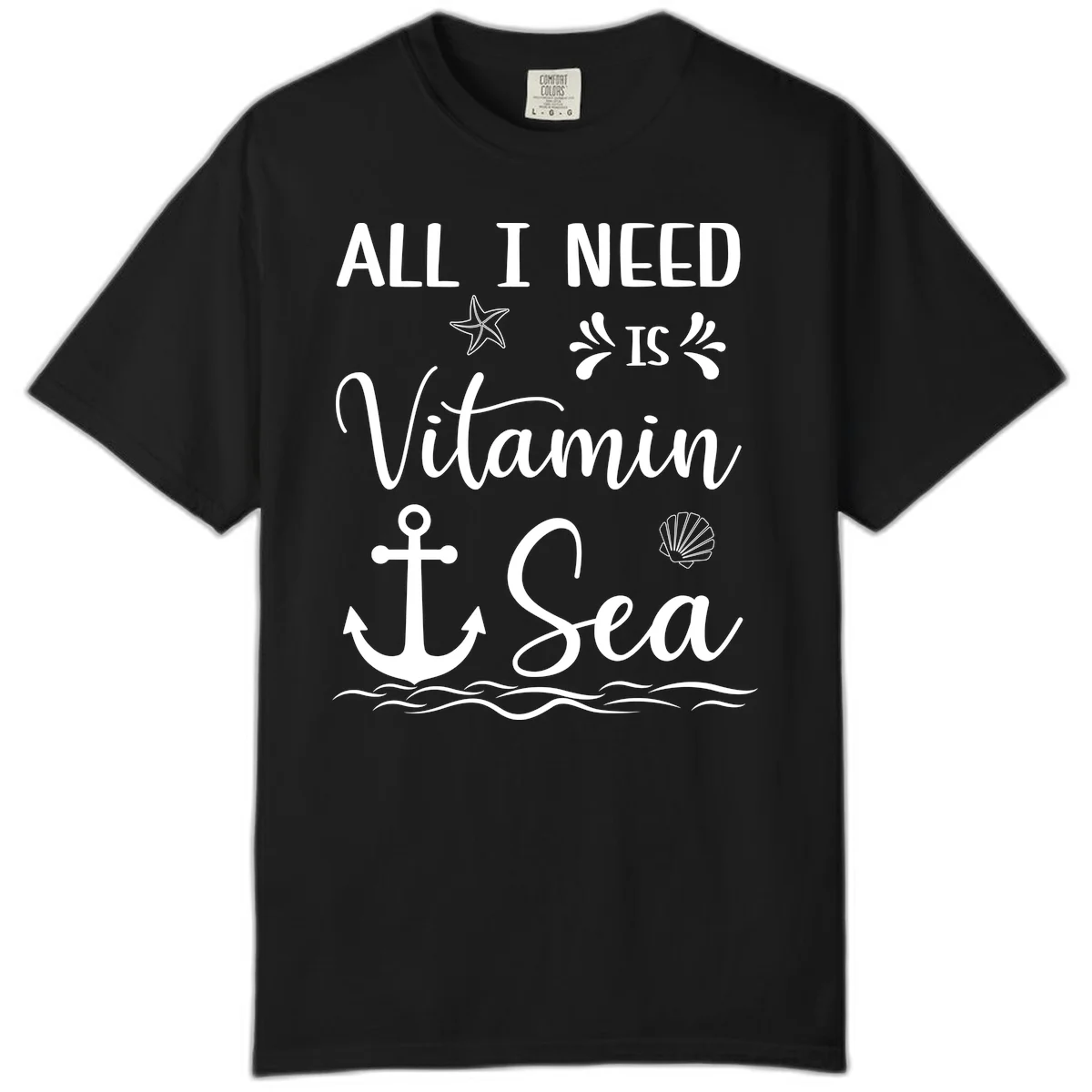All I Need Is Vitamin Sea Comfort Colors Tee in Black