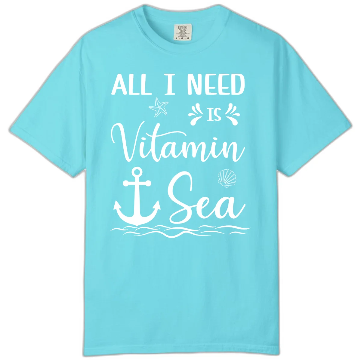 All I Need Is Vitamin Sea Comfort Colors Tee in Lagoon Blue