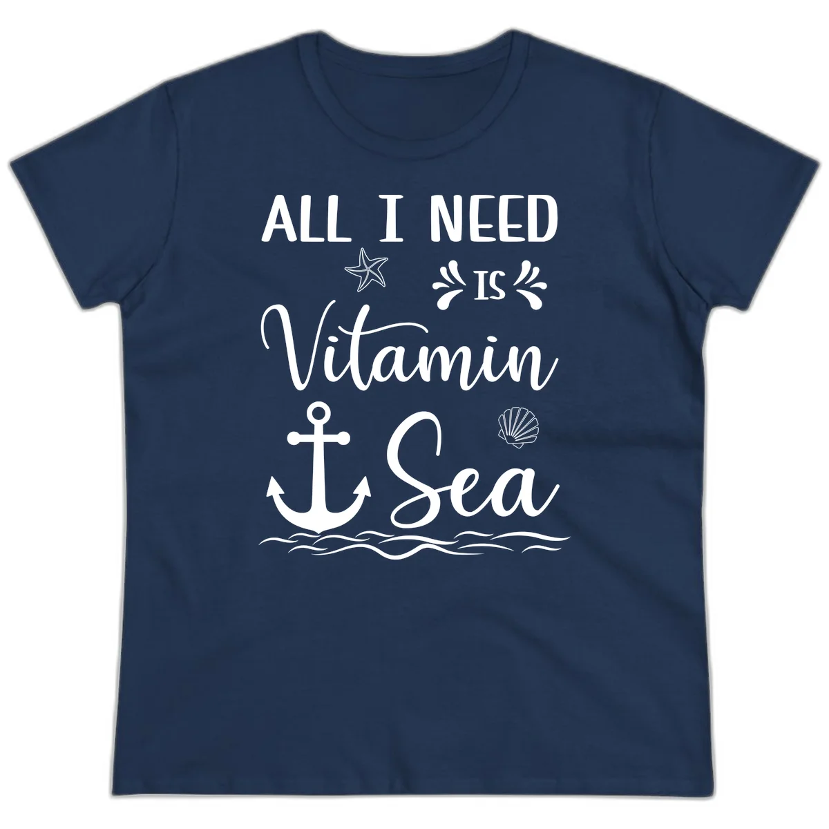 All I Need Is Vitamin Sea Ladies Cruise Tee in Navy