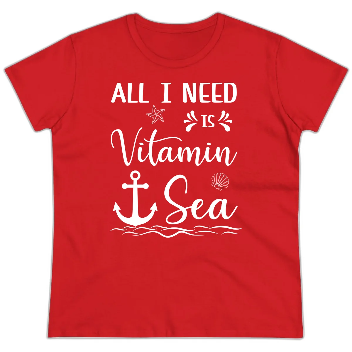 All I Need Is Vitamin Sea Ladies Cruise Tee in Red