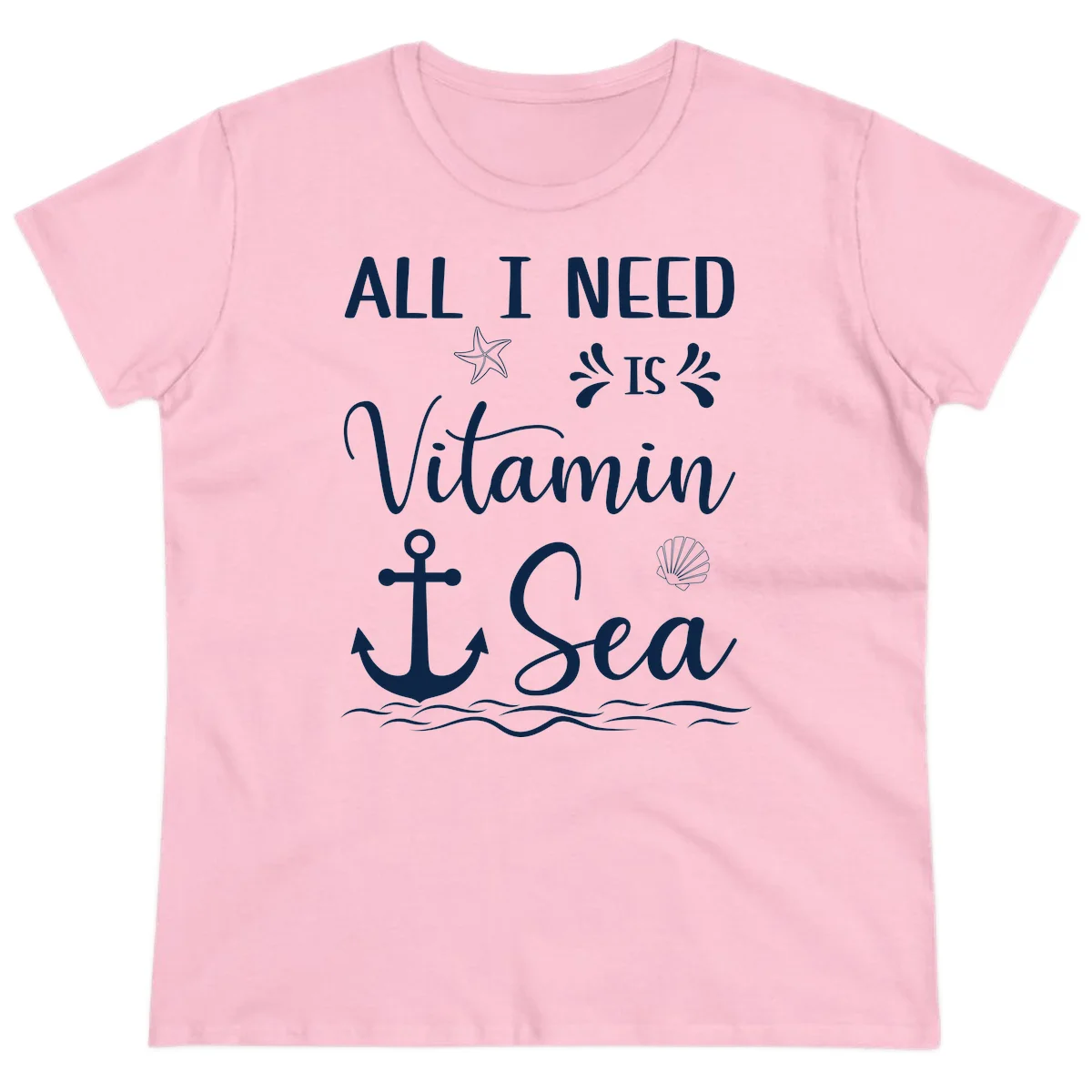 All I Need Is Vitamin Sea Ladies Cruise Tee in Light Pink
