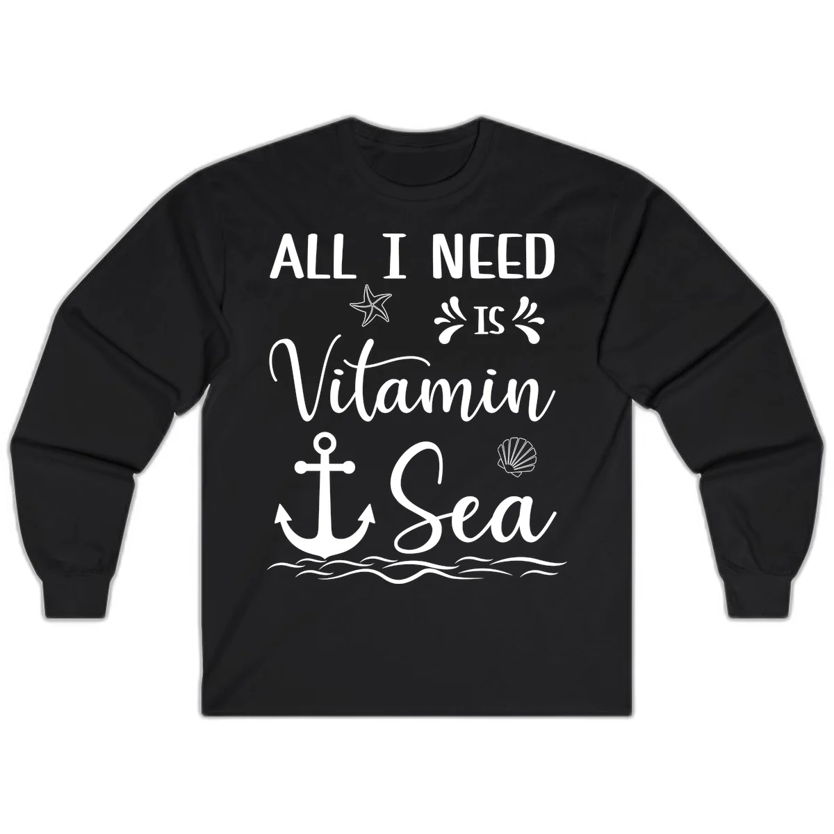 All I Need Is Vitamin Sea Long Sleeve Cruise Shirt in Black