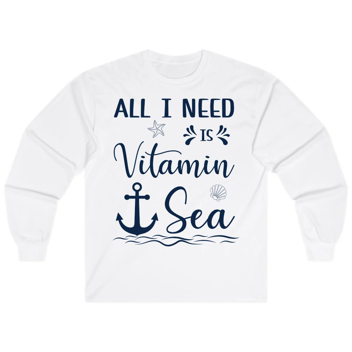 All I Need Is Vitamin Sea Long Sleeve Cruise Shirt in White