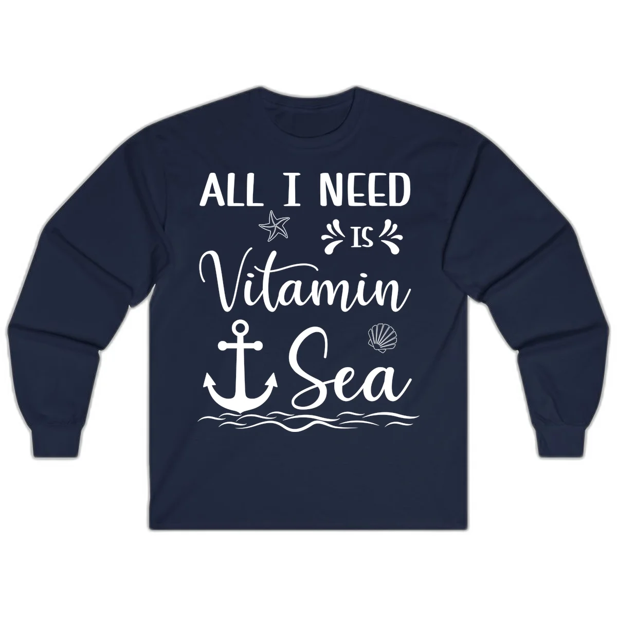 All I Need Is Vitamin Sea Long Sleeve Cruise Shirt in Navy