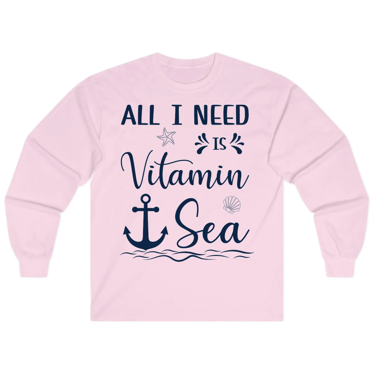 All I Need Is Vitamin Sea Long Sleeve Cruise Shirt in Light Pink