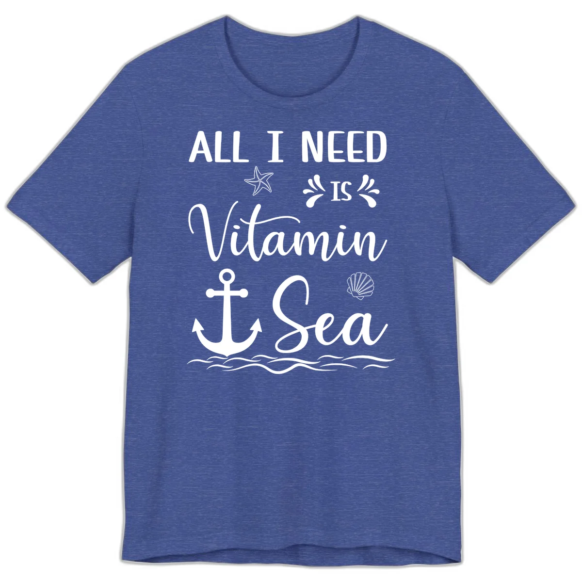 All I Need Is Vitamin Sea Premium Cruise Tee in Heather True Royal