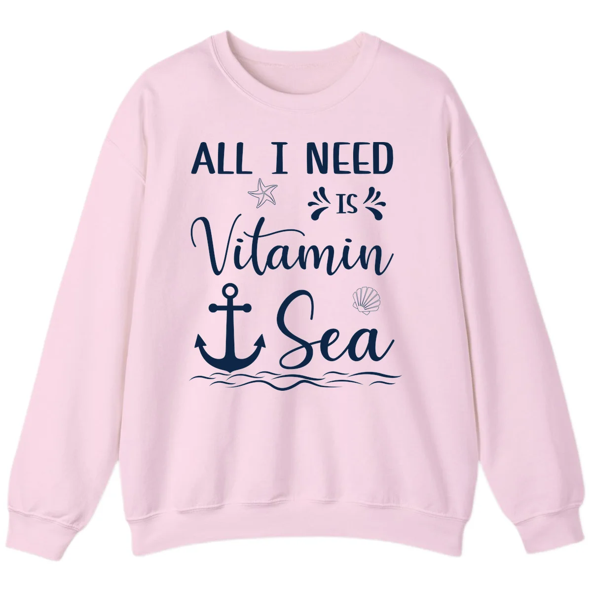 All I Need Is Vitamin Sea Cruise Sweatshirt in Light Pink