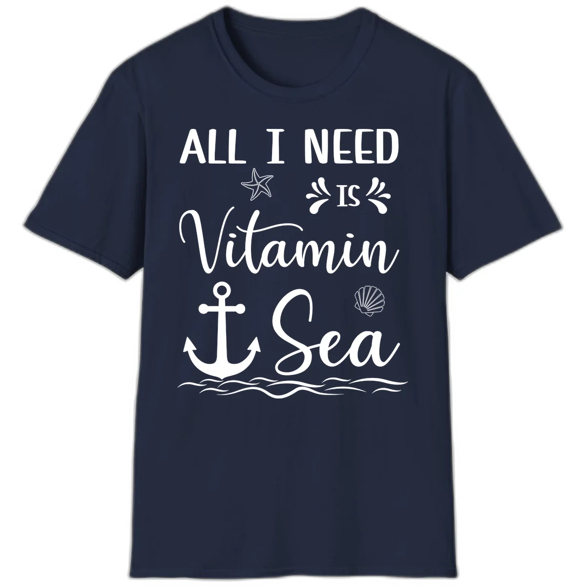 All I Need Is Vitamin Sea Nautical Cruise T-Shirt in Navy