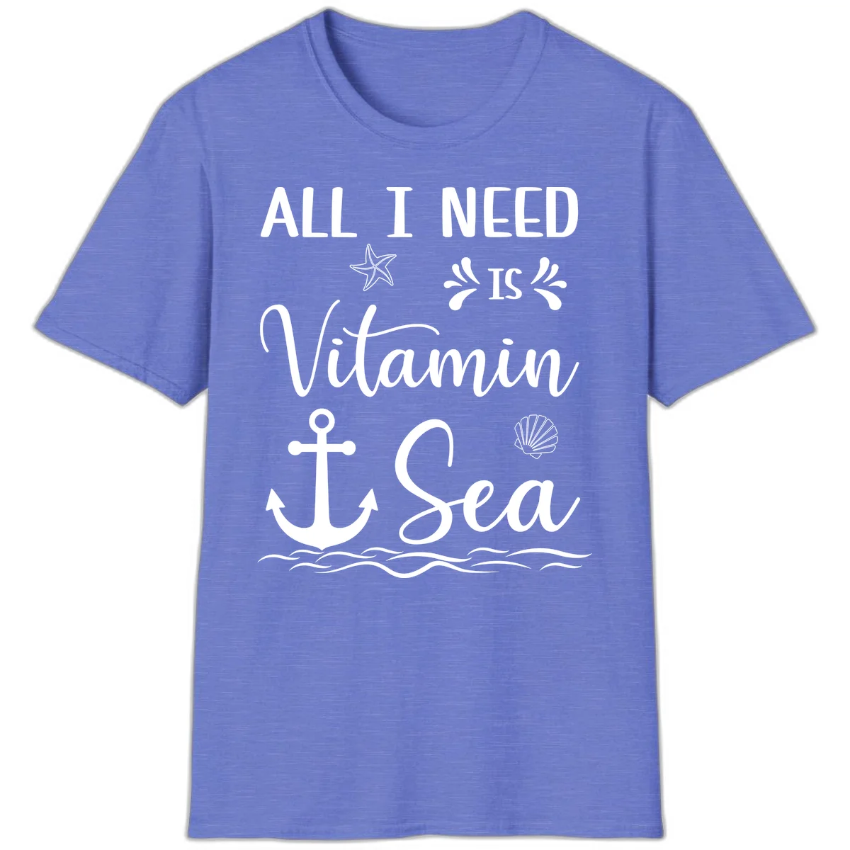 All I Need Is Vitamin Sea Nautical Cruise T-Shirt in Heather Royal