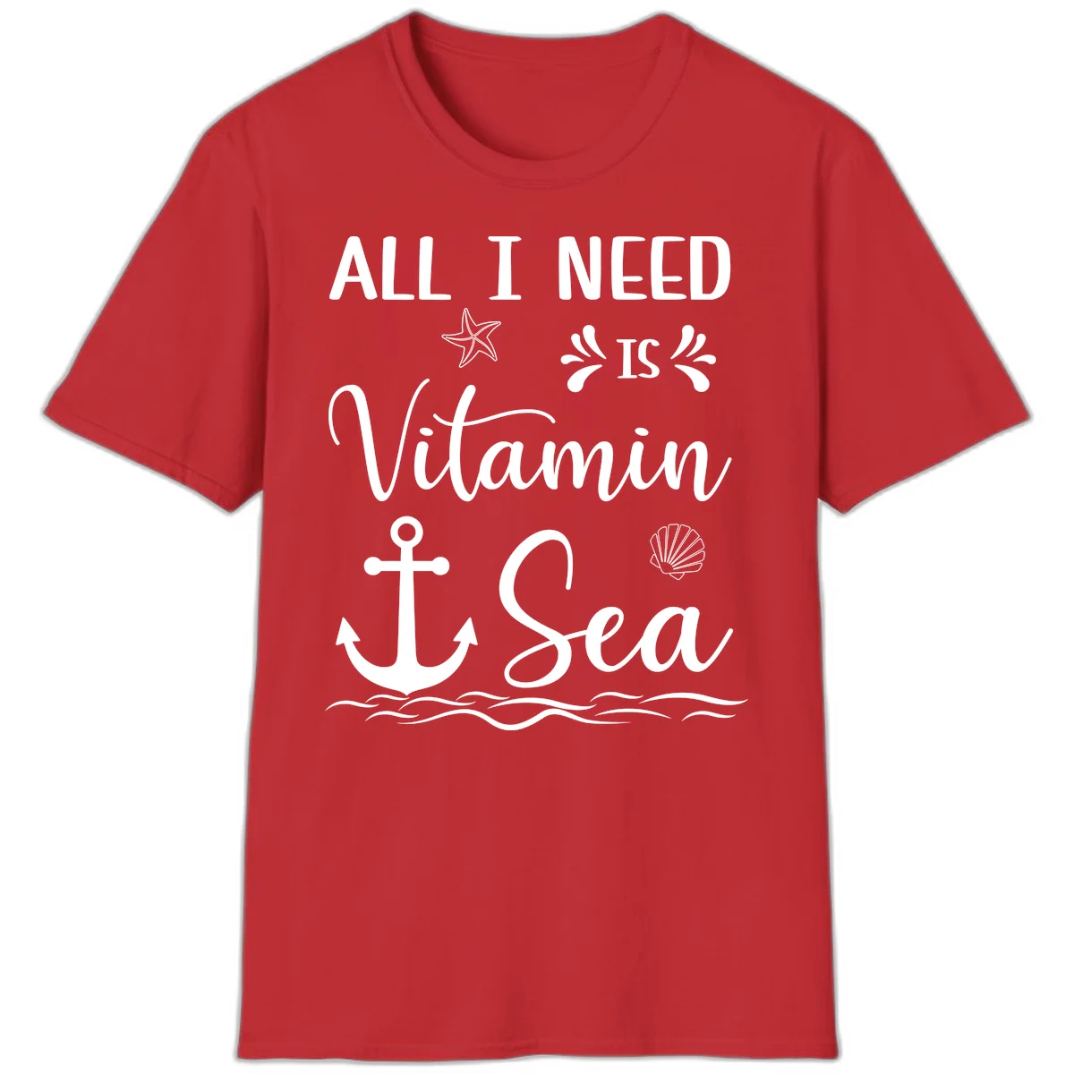 All I Need Is Vitamin Sea Nautical Cruise T-Shirt in Red