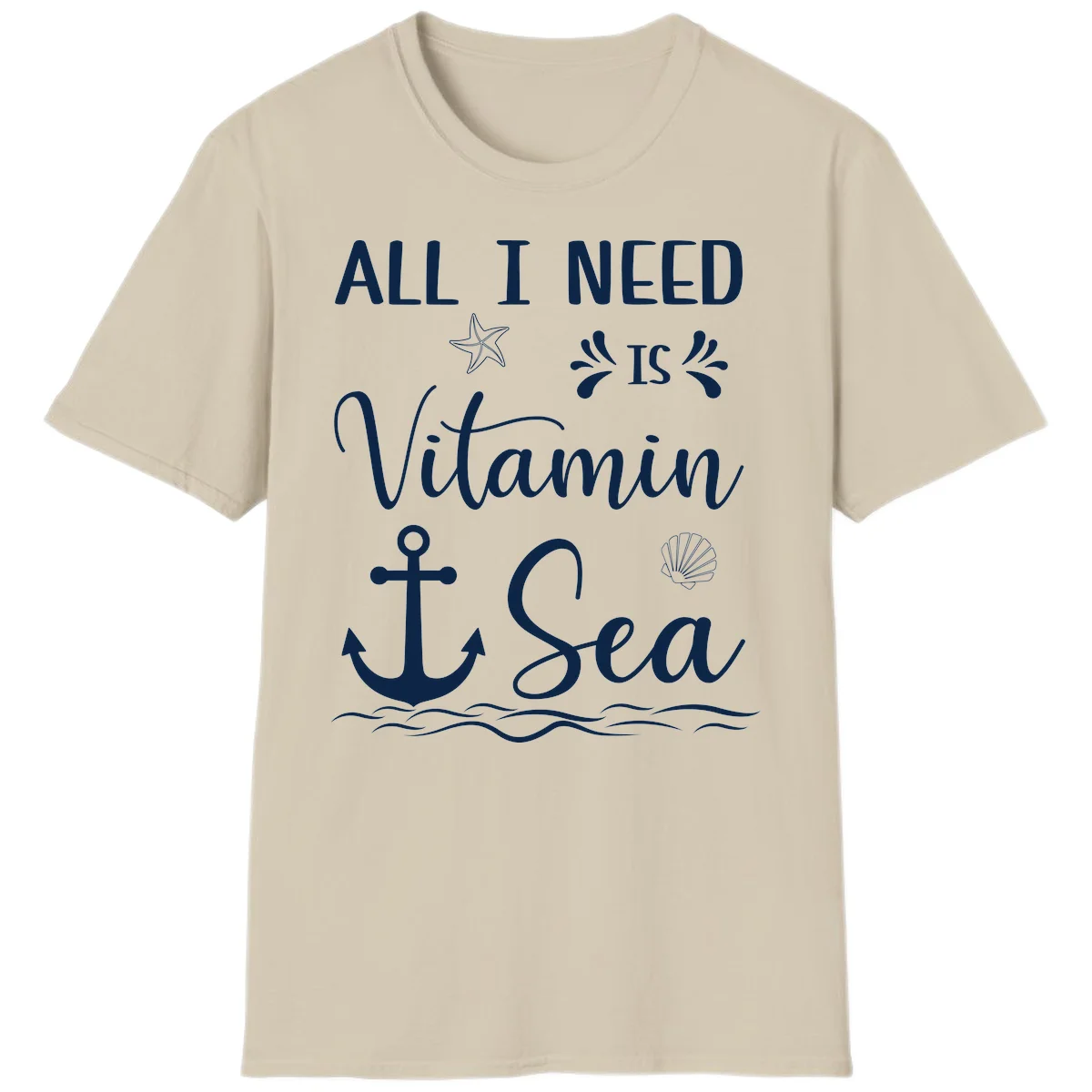 All I Need Is Vitamin Sea Nautical Cruise T-Shirt in Sand