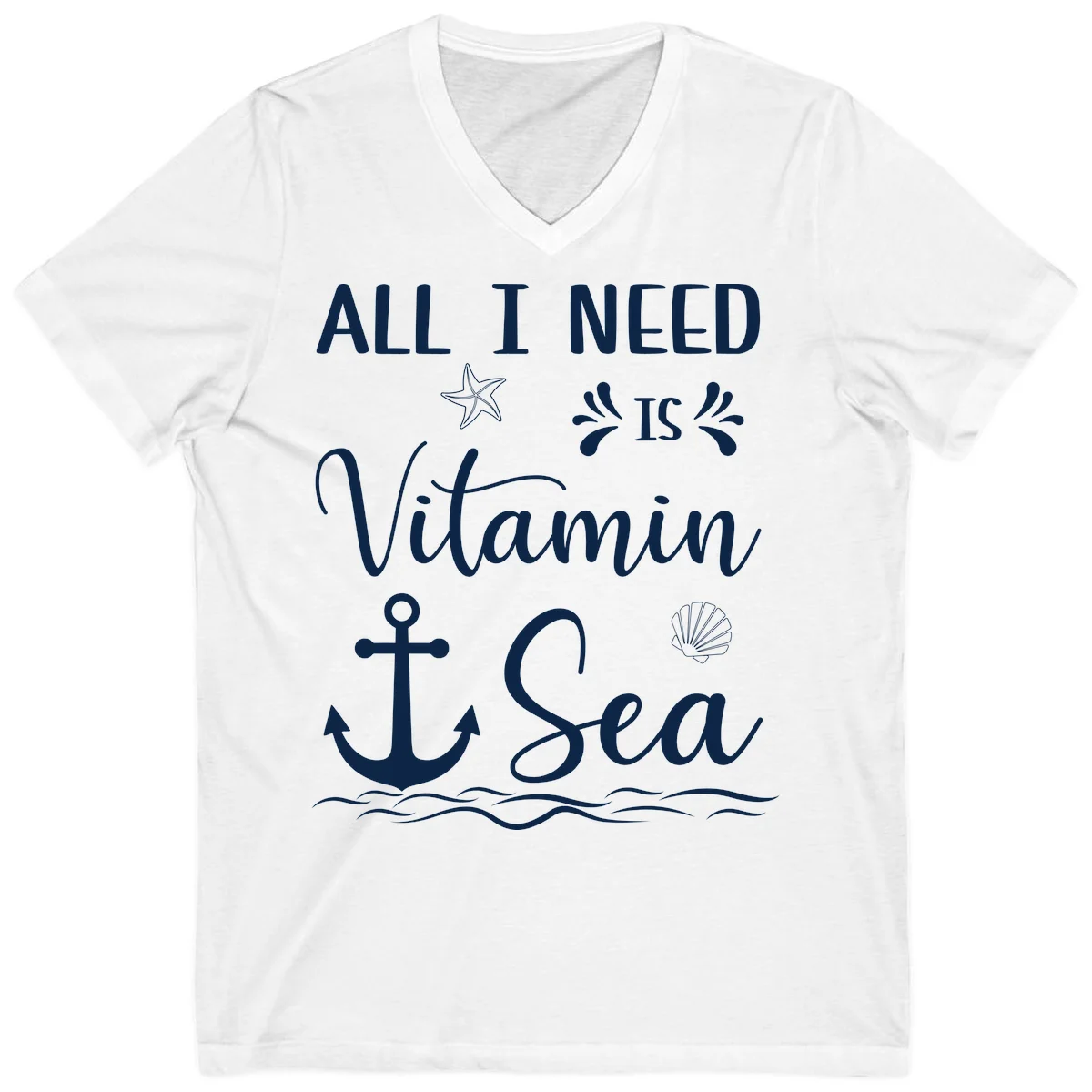 All I Need Is Vitamin Sea V-Neck Cruise Tee in White