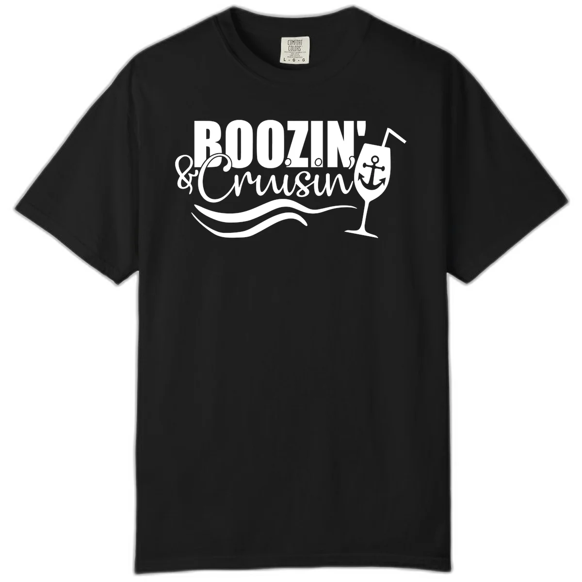 Boozin' & Cruising Nautical Comfort Colors Tee in Black