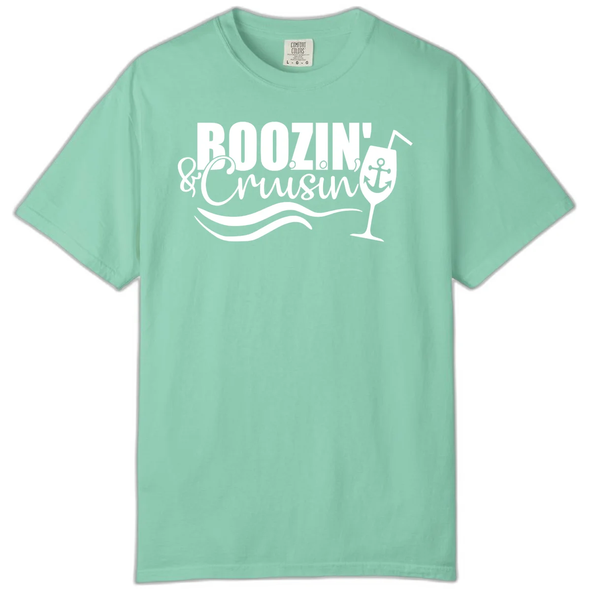 Boozin' & Cruising Nautical Comfort Colors Tee in Island Reef