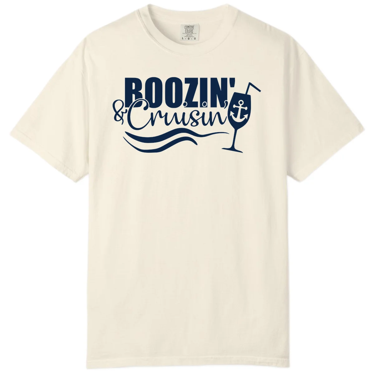 Boozin' & Cruising Nautical Comfort Colors Tee in Ivory