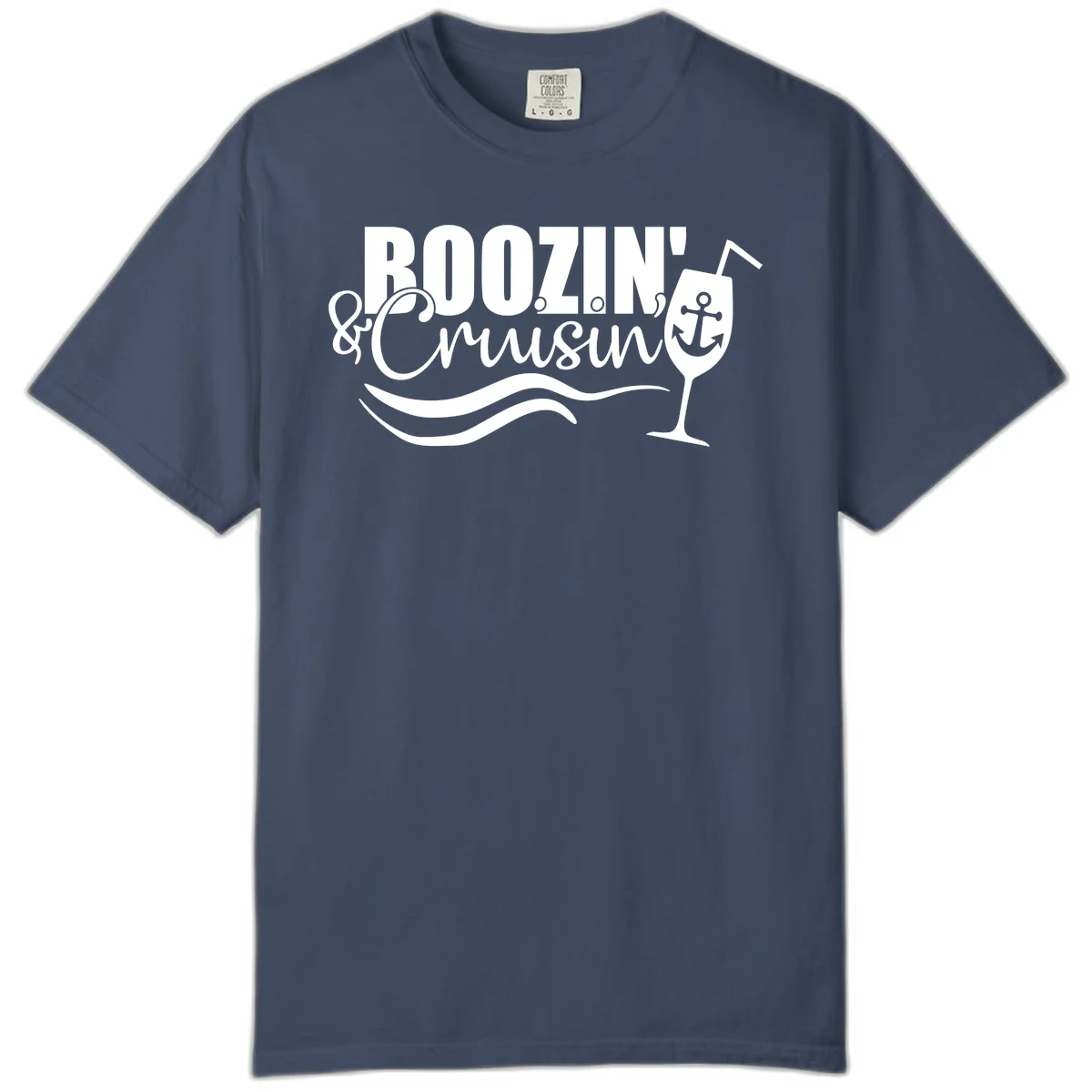 Boozin' & Cruising Nautical Comfort Colors Tee in Midnight