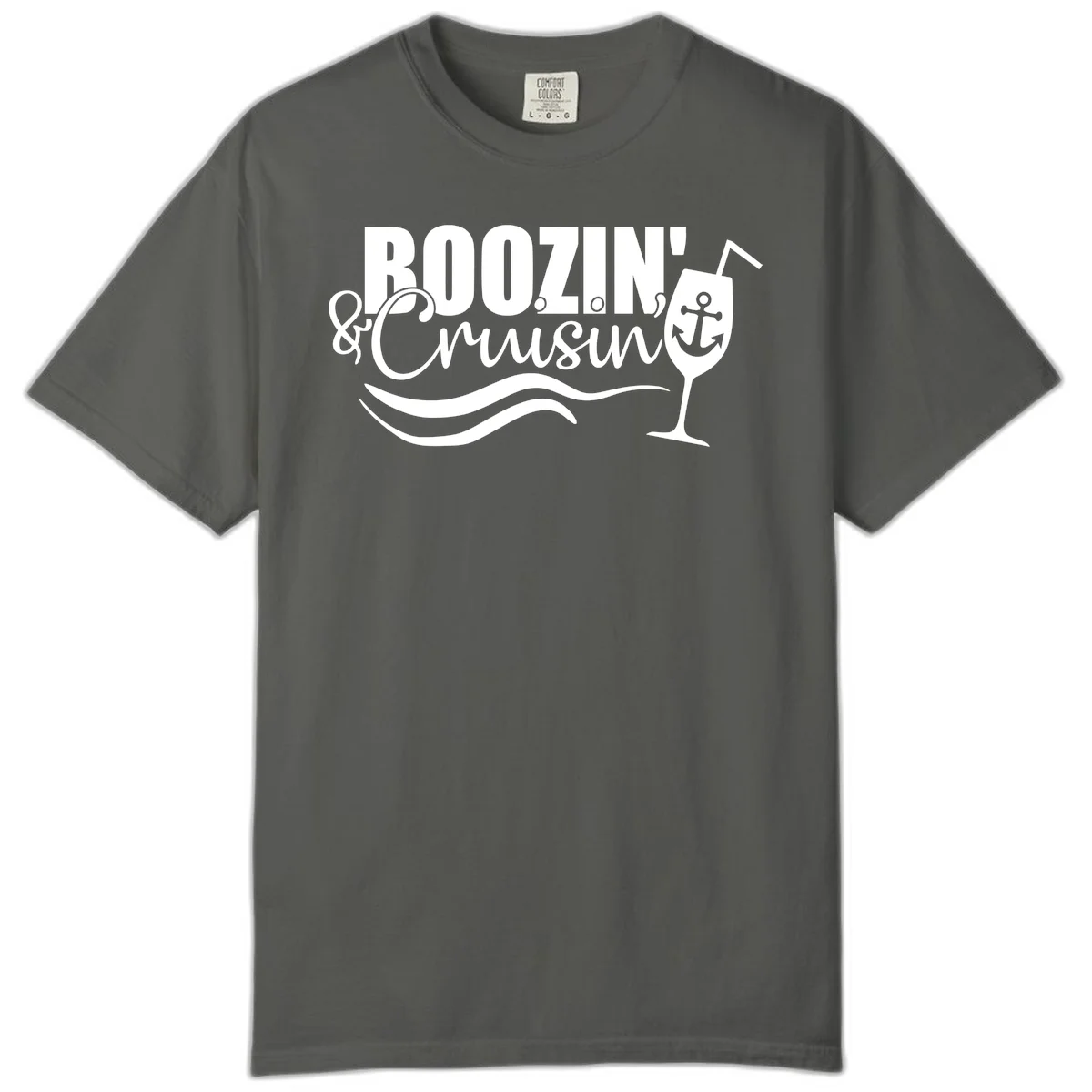 Boozin' & Cruising Nautical Comfort Colors Tee in Pepper